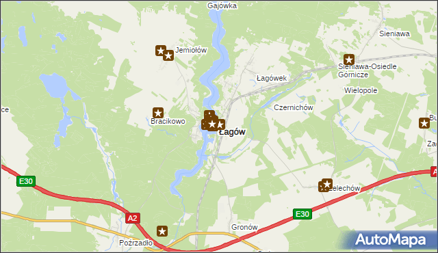 mapa Łagów powiat świebodziński, Łagów powiat świebodziński na mapie Targeo