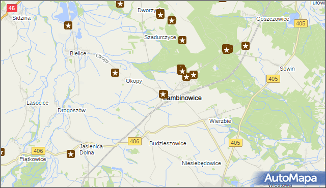 mapa Łambinowice, Łambinowice na mapie Targeo