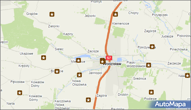 mapa Łany gmina Wodzisław, Łany gmina Wodzisław na mapie Targeo