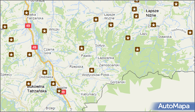 mapa Łapszanka, Łapszanka na mapie Targeo