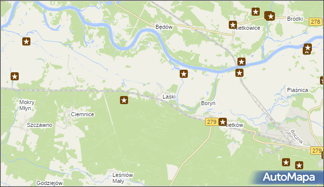 mapa Laski gmina Czerwieńsk, Laski gmina Czerwieńsk na mapie Targeo