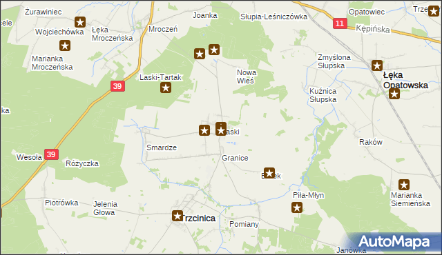 mapa Laski gmina Trzcinica, Laski gmina Trzcinica na mapie Targeo