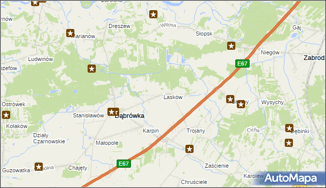 mapa Lasków gmina Dąbrówka, Lasków gmina Dąbrówka na mapie Targeo