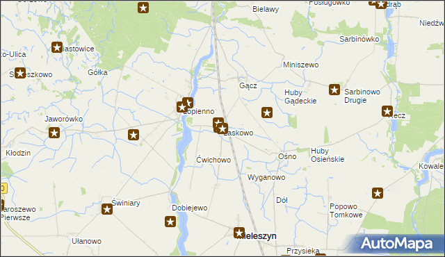 mapa Laskowo gmina Janowiec Wielkopolski, Laskowo gmina Janowiec Wielkopolski na mapie Targeo