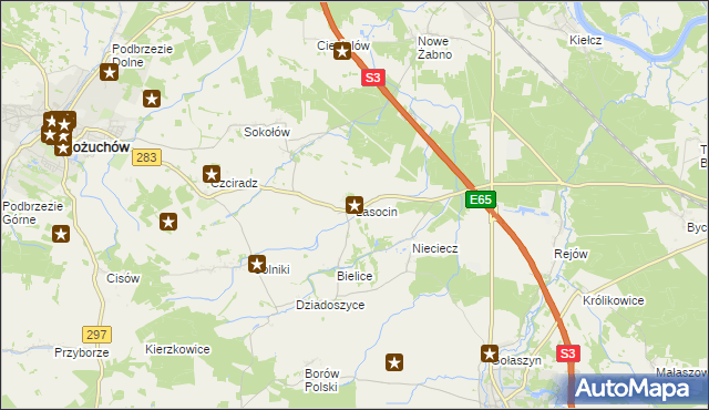 mapa Lasocin gmina Kożuchów, Lasocin gmina Kożuchów na mapie Targeo