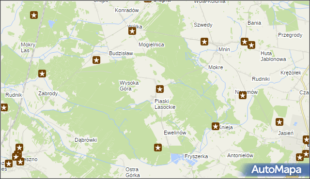 mapa Lasocin gmina Łopuszno, Lasocin gmina Łopuszno na mapie Targeo