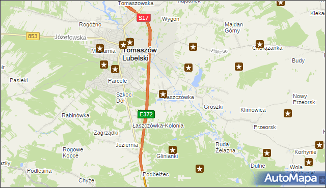 mapa Łaszczówka, Łaszczówka na mapie Targeo