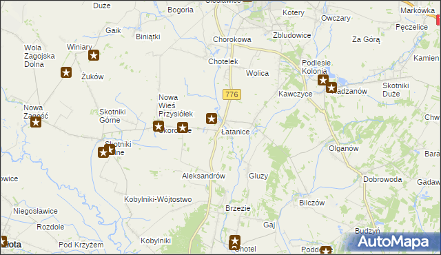 mapa Łatanice, Łatanice na mapie Targeo