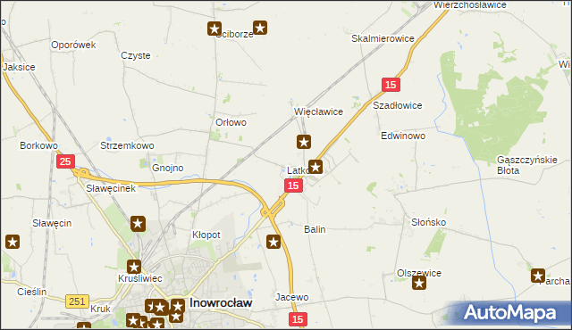 mapa Latkowo gmina Inowrocław, Latkowo gmina Inowrocław na mapie Targeo