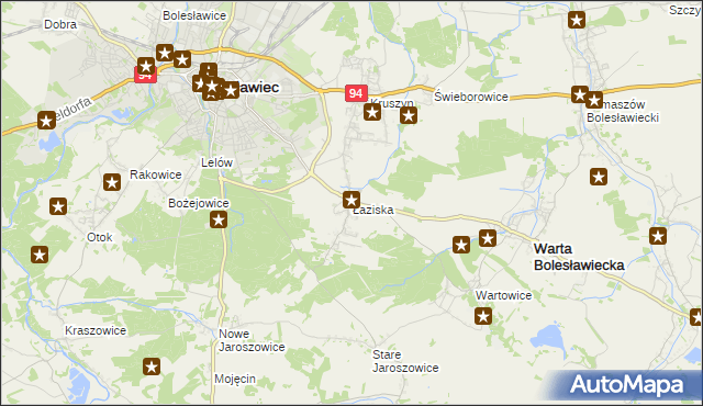 mapa Łaziska gmina Bolesławiec, Łaziska gmina Bolesławiec na mapie Targeo