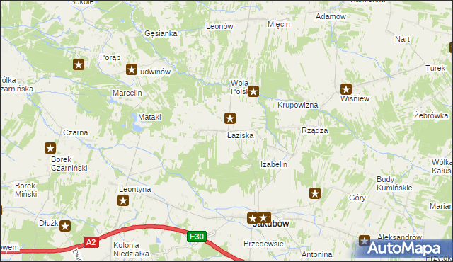 mapa Łaziska gmina Jakubów, Łaziska gmina Jakubów na mapie Targeo
