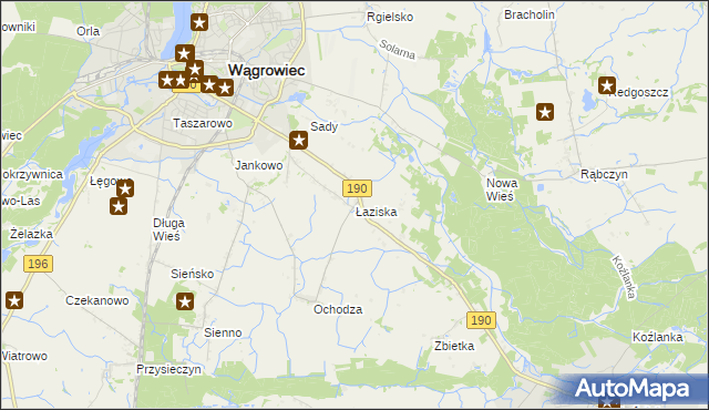 mapa Łaziska gmina Wągrowiec, Łaziska gmina Wągrowiec na mapie Targeo