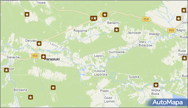 mapa Łazory, Łazory na mapie Targeo