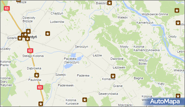 mapa Łazów gmina Sterdyń, Łazów gmina Sterdyń na mapie Targeo