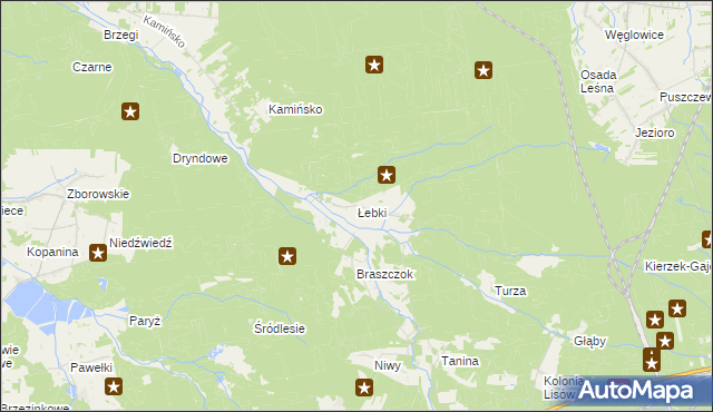 mapa Łebki gmina Herby, Łebki gmina Herby na mapie Targeo
