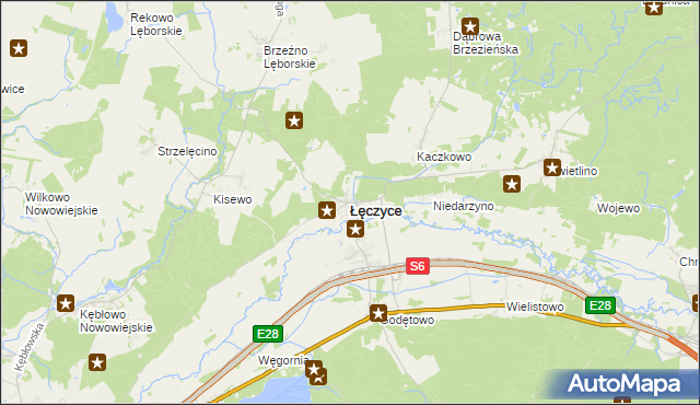 mapa Łęczyce powiat wejherowski, Łęczyce powiat wejherowski na mapie Targeo