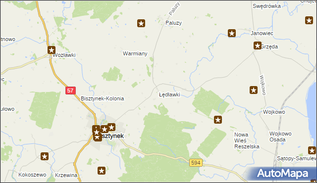 mapa Łędławki, Łędławki na mapie Targeo