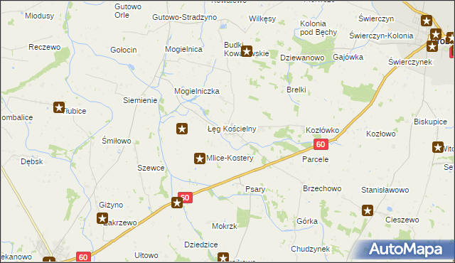 mapa Łęg Probostwo, Łęg Probostwo na mapie Targeo