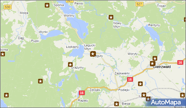 mapa Łęguty, Łęguty na mapie Targeo