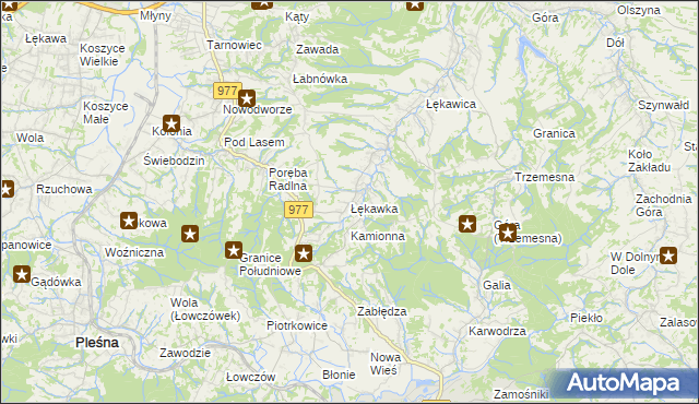 mapa Łękawka, Łękawka na mapie Targeo