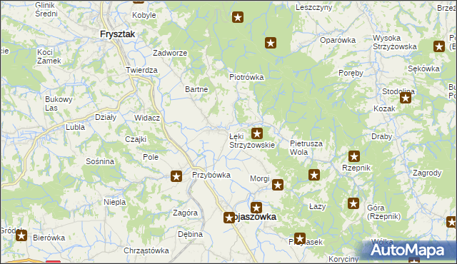 mapa Łęki Strzyżowskie, Łęki Strzyżowskie na mapie Targeo