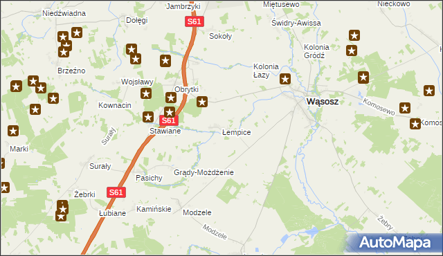 mapa Łempice gmina Wąsosz, Łempice gmina Wąsosz na mapie Targeo