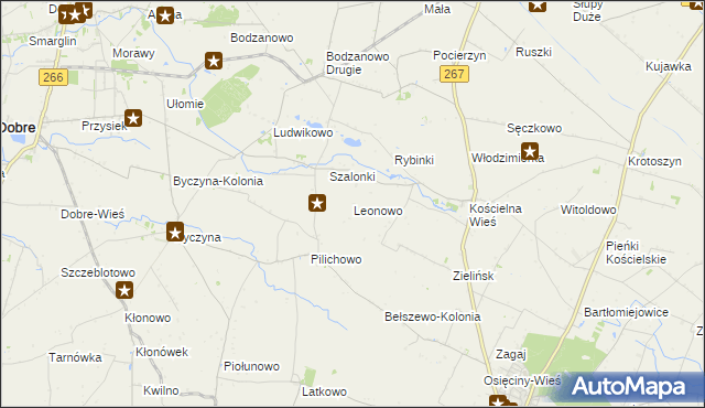 mapa Leonowo gmina Osięciny, Leonowo gmina Osięciny na mapie Targeo