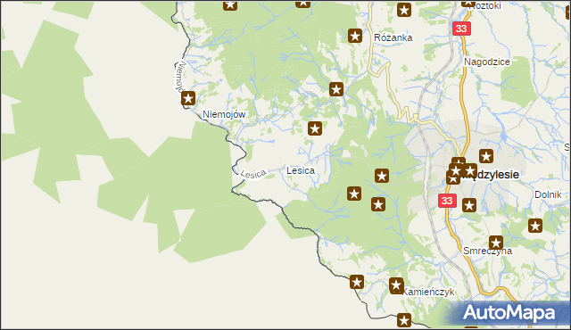 mapa Lesica gmina Międzylesie, Lesica gmina Międzylesie na mapie Targeo