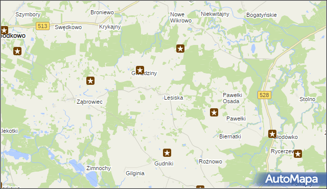 mapa Lesiska gmina Godkowo, Lesiska gmina Godkowo na mapie Targeo
