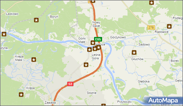 mapa Leśna Góra, Leśna Góra na mapie Targeo