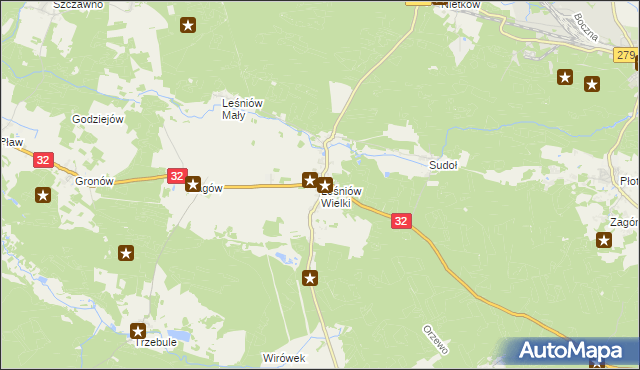 mapa Leśniów Wielki, Leśniów Wielki na mapie Targeo