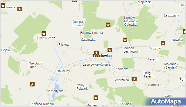 mapa Leśniowice, Leśniowice na mapie Targeo