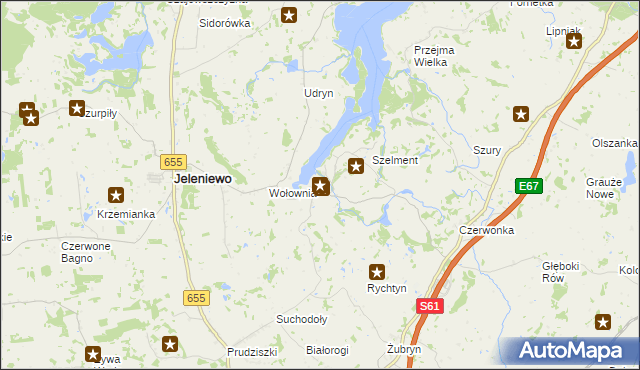 mapa Leszczewo gmina Jeleniewo, Leszczewo gmina Jeleniewo na mapie Targeo