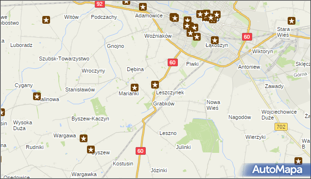 mapa Leszczynek, Leszczynek na mapie Targeo