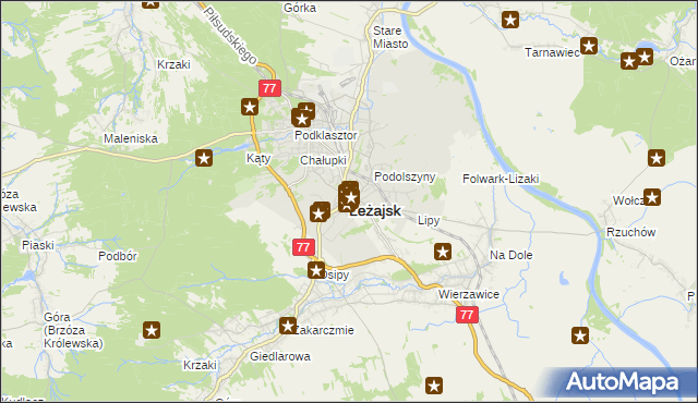 mapa Leżajsk, Leżajsk na mapie Targeo