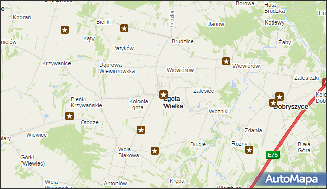 mapa Lgota Wielka powiat radomszczański, Lgota Wielka powiat radomszczański na mapie Targeo