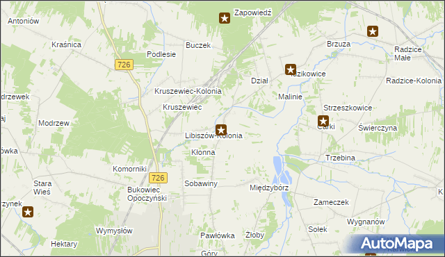 mapa Libiszów gmina Opoczno, Libiszów gmina Opoczno na mapie Targeo