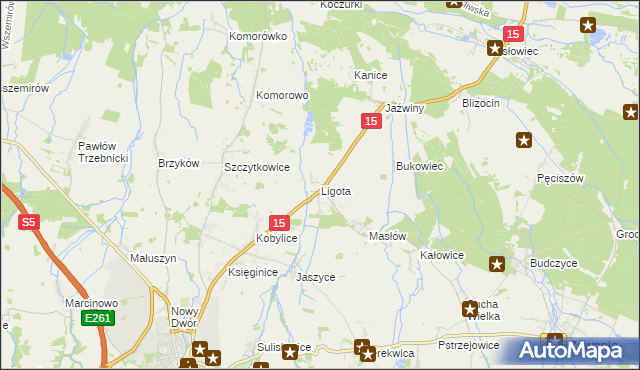 mapa Ligota gmina Trzebnica, Ligota gmina Trzebnica na mapie Targeo