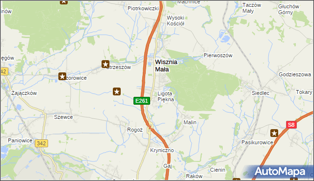 mapa Ligota Piękna, Ligota Piękna na mapie Targeo