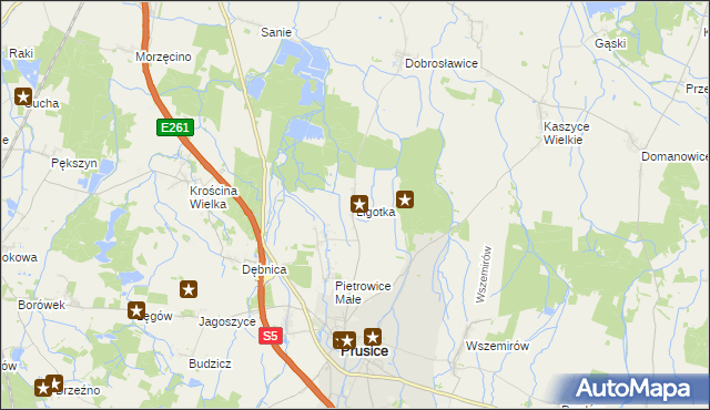 mapa Ligotka gmina Prusice, Ligotka gmina Prusice na mapie Targeo