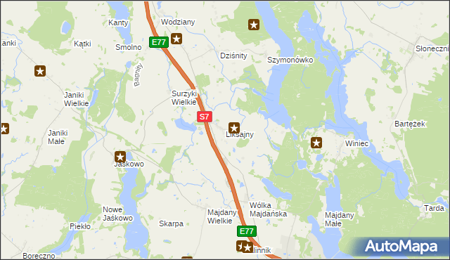 mapa Liksajny, Liksajny na mapie Targeo