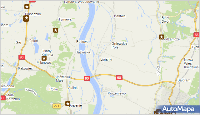 mapa Lipianki gmina Kwidzyn, Lipianki gmina Kwidzyn na mapie Targeo