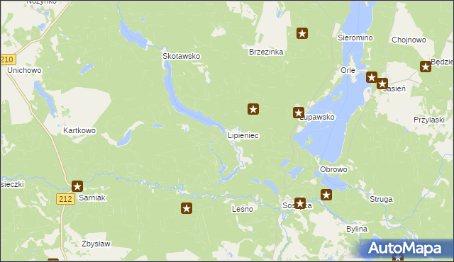 mapa Lipieniec, Lipieniec na mapie Targeo