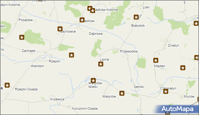 mapa Lipina gmina Dołhobyczów, Lipina gmina Dołhobyczów na mapie Targeo