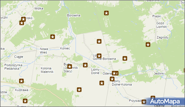 mapa Lipiny Górne-Borowina, Lipiny Górne-Borowina na mapie Targeo