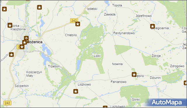 mapa Lipki gmina Łobżenica, Lipki gmina Łobżenica na mapie Targeo