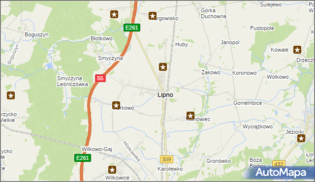 mapa Lipno powiat leszczyński, Lipno powiat leszczyński na mapie Targeo