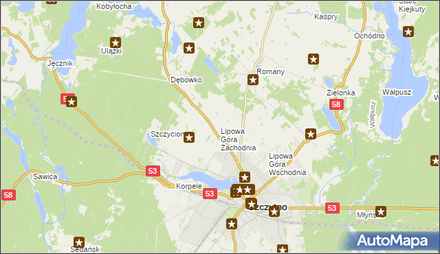 mapa Lipowa Góra Zachodnia, Lipowa Góra Zachodnia na mapie Targeo