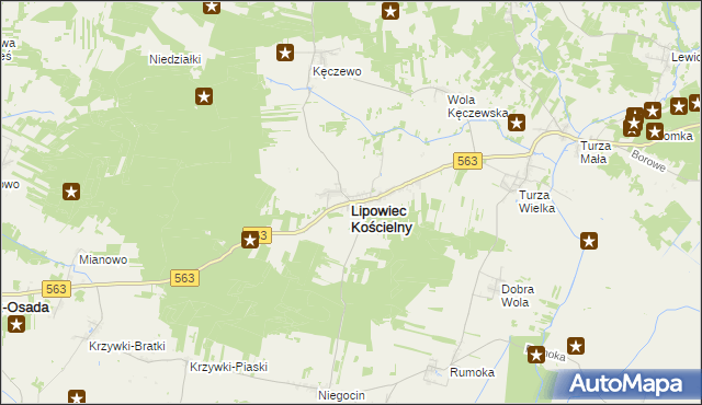 mapa Lipowiec Kościelny, Lipowiec Kościelny na mapie Targeo