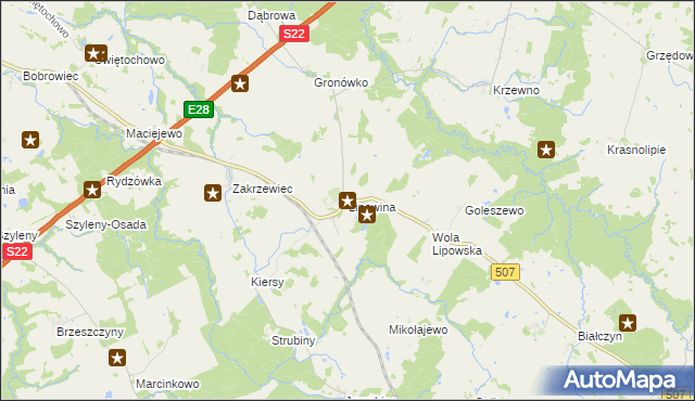 mapa Lipowina, Lipowina na mapie Targeo